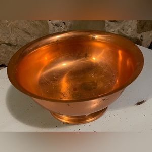 Vintage Copper Footed Decorative Bowl, Coppercraft Guild Taunton Mass, About 9”